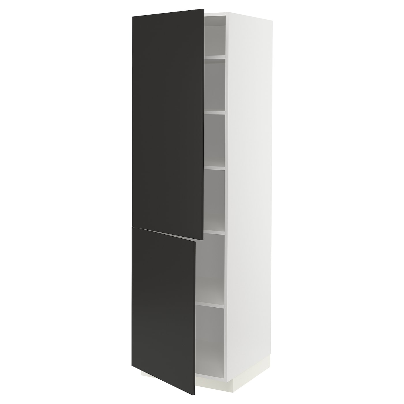 Высокий кухонный шкаф с полками - IKEA METOD/МЕТОД ИКЕА, 200х60х60 см, белый/черный