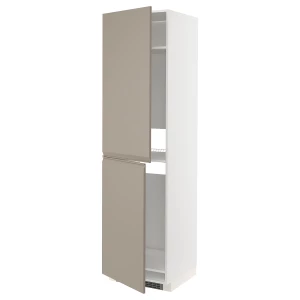 Высокий шкаф - IKEA METOD/МЕТОД ИКЕА, 220х60х60 см, белый/темно-бежевый