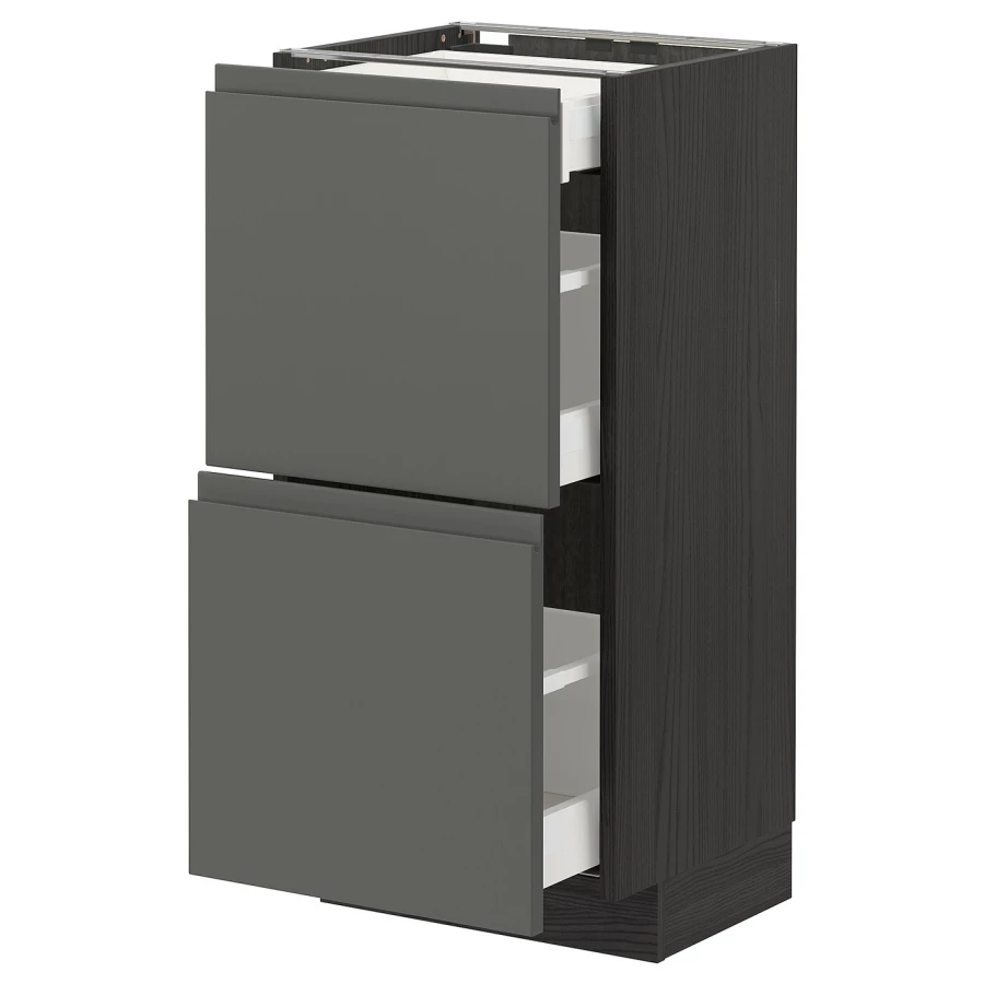 Напольный кухонный шкаф  - IKEA METOD MAXIMERA, 88x39,1x40см, черный/серый, МЕТОД МАКСИМЕРА ИКЕА (изображение №1)