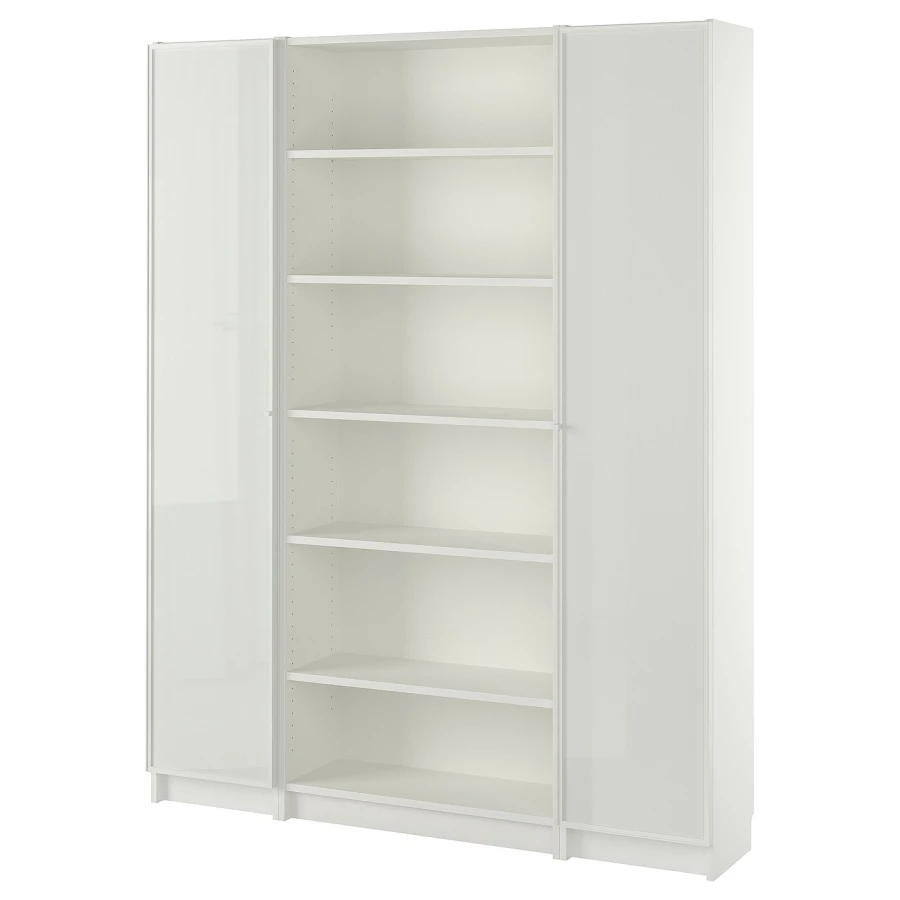 Книжный шкаф со стеклянной дверцей - BILLY/HÖGBO IKEA/ БИЛЛИ/ХОГБО ИКЕА, 30х160х202 см, белый (изображение №1)