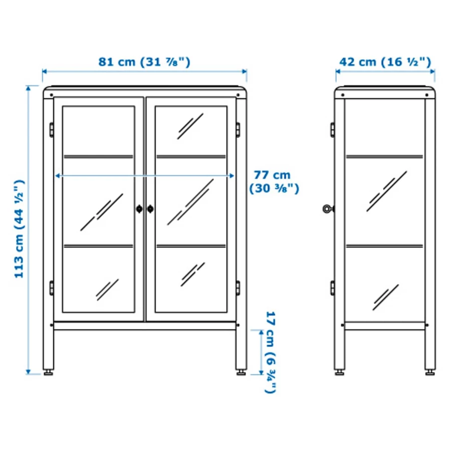 Шкаф со стеклянной дверью - FABRIKÖR/FABRIKОR   IKEA/ ФАБРИКОР ИКЕА,81x113х42 см, прозрачный/ синий (изображение №9)