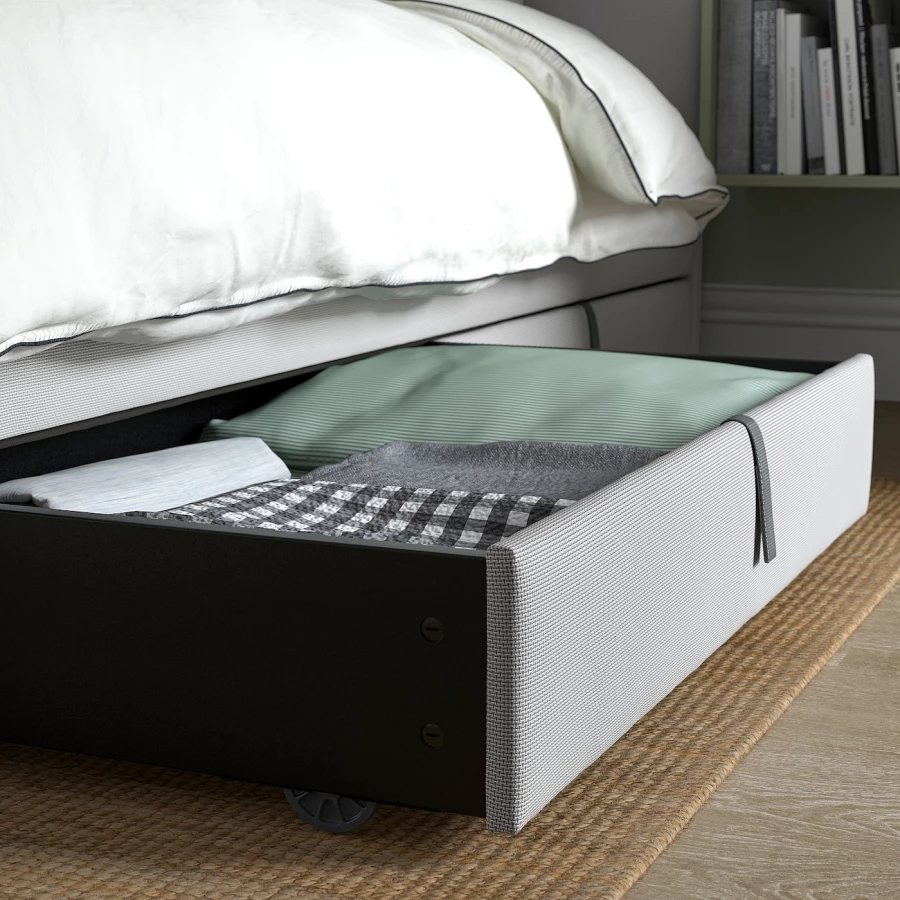 Ящик для каркаса кровати - IKEA GLADSTAD/ГЛАДСТАД ИКЕА, 19х60х100см, черный/серый (изображение №2)