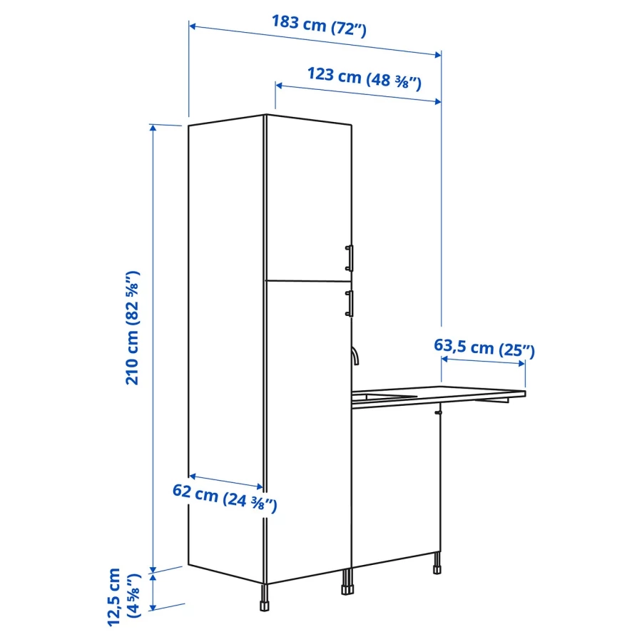 Комбинация для ванной - IKEA ENHET, 183х63.5х222.5 см, белый, ЭНХЕТ ИКЕА (изображение №3)