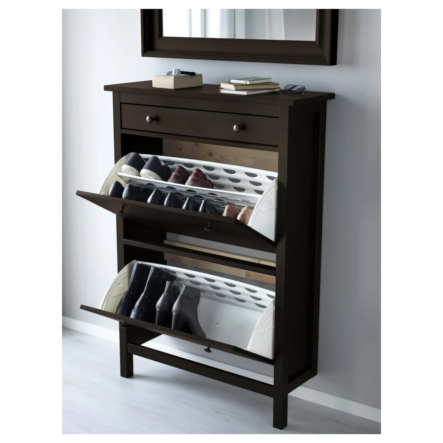 Шкаф/хранилище для обуви - HEMNES IKEA/ ХЕМНЭС ИКЕА, 89x127 см, коричневый (изображение №3)
