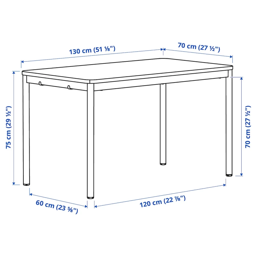 Стол и 4 стула - TOMMARYD / TEODORES IKEA/ ТОММАРИД/ТЕОДОРЕС ИКЕА, 130х70х75 см, белый (изображение №6)