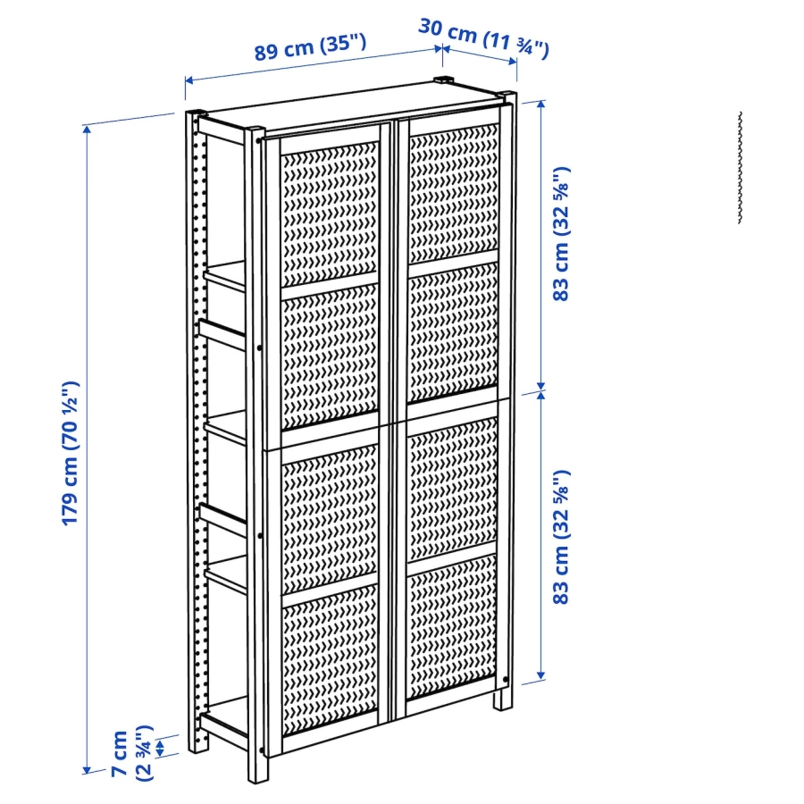 Книжный шкаф - IVAR IKEA/ ИВАР ИКЕА,  179х89 см, под беленый дуб (изображение №6)
