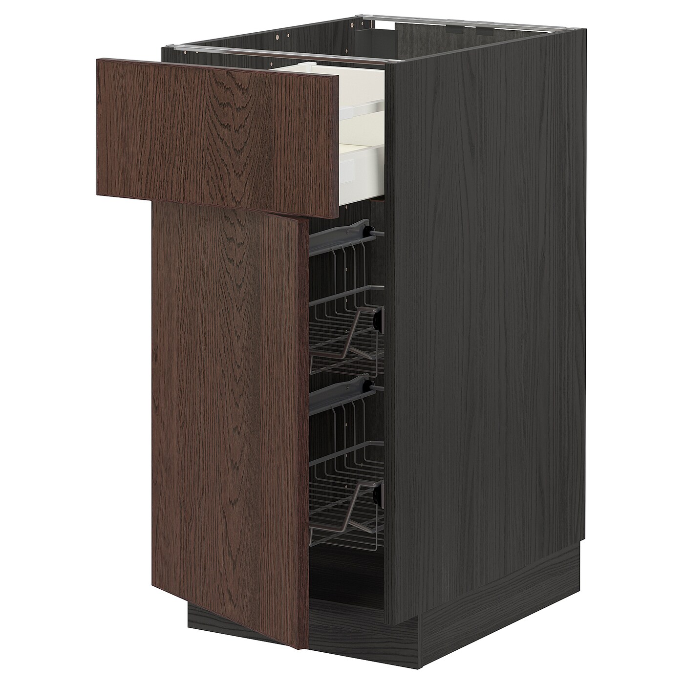 Напольный кухонный шкаф  - IKEA METOD MAXIMERA, 88x62x40см, черный/коричневый, МЕТОД МАКСИМЕРА ИКЕА
