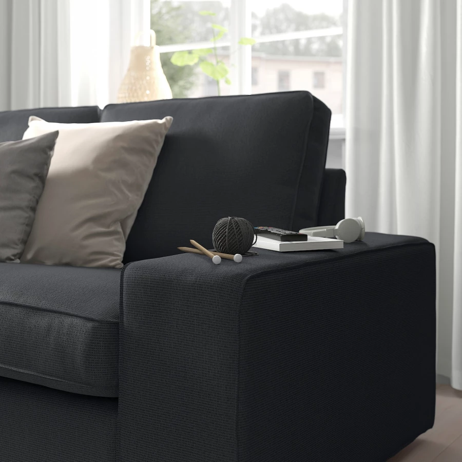 3-местный диван и шезлонг - IKEA KIVIK, 83x95/163x318см, черный, КИВИК ИКЕА (изображение №3)
