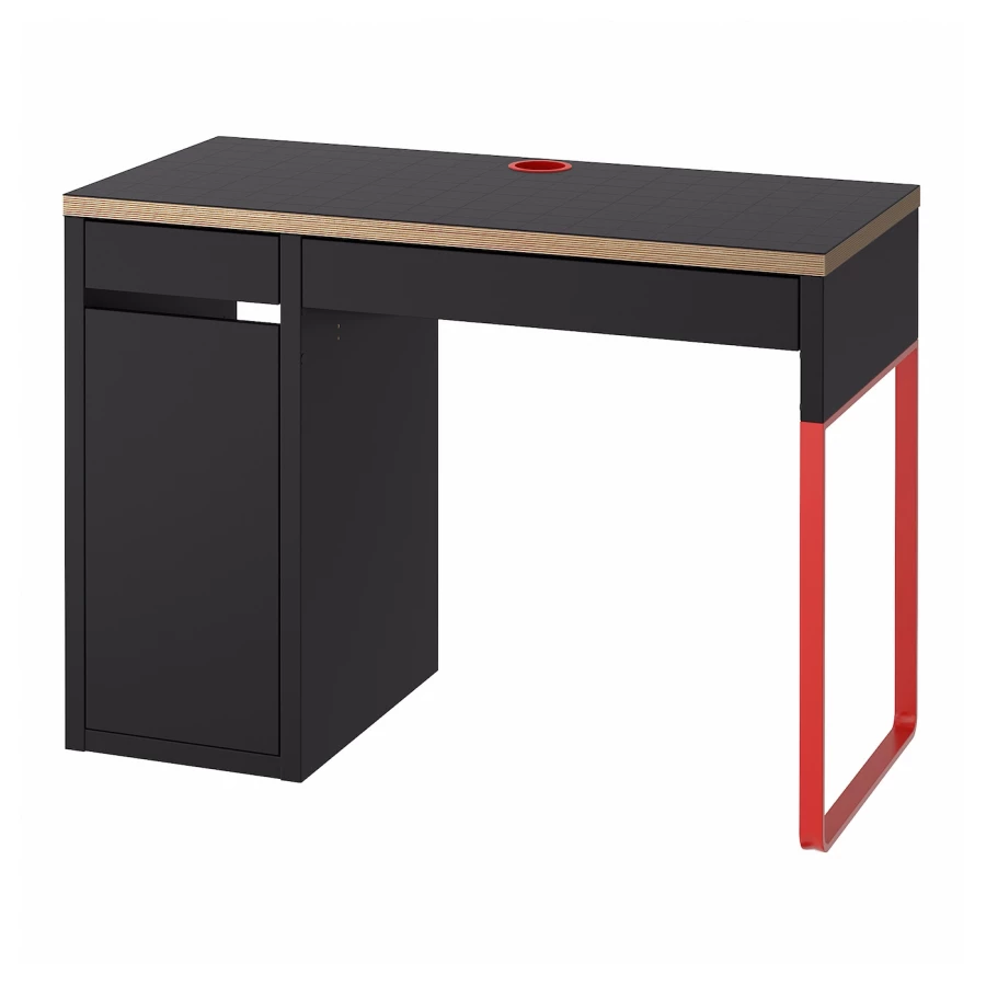 Письменный стол с ящиком - IKEA MICKE, 105x50 см,  антрацитово-красный, МИККЕ ИКЕА (изображение №1)