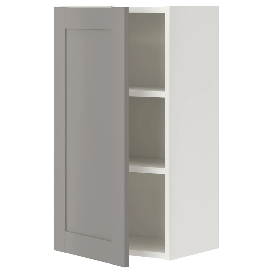 Кухонный навесной шкаф - ENHET IKEA/ ЭНХЕТ ИКЕА, 40х30х75 см, белый/серый (изображение №1)