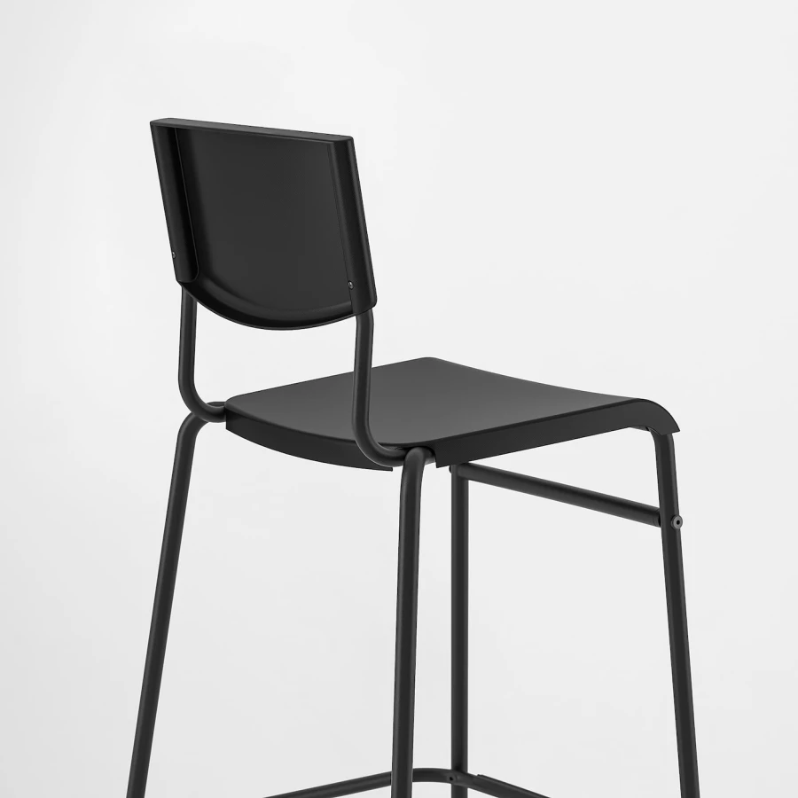 Барный стул - IKEA STIG/СТИГ ИКЕА , 44х54х90 см (63 см), черный (изображение №3)