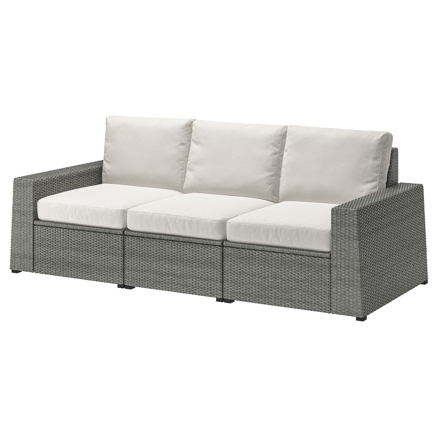 3-местный модульный диван - IKEA SOLLERÖN/SOLLERON/СОЛЛЕРОН ИКЕА, 88х82х223 см, белый/серый