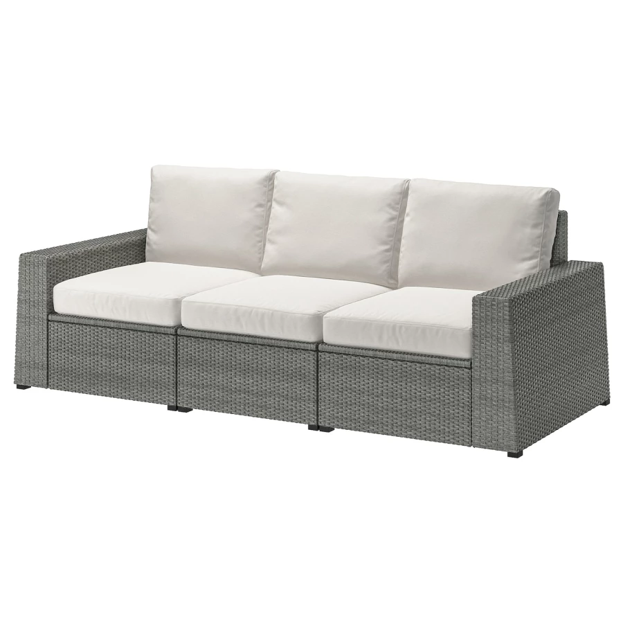 3-местный модульный диван - IKEA SOLLERÖN/SOLLERON/СОЛЛЕРОН ИКЕА, 88х82х223 см, белый/серый (изображение №1)
