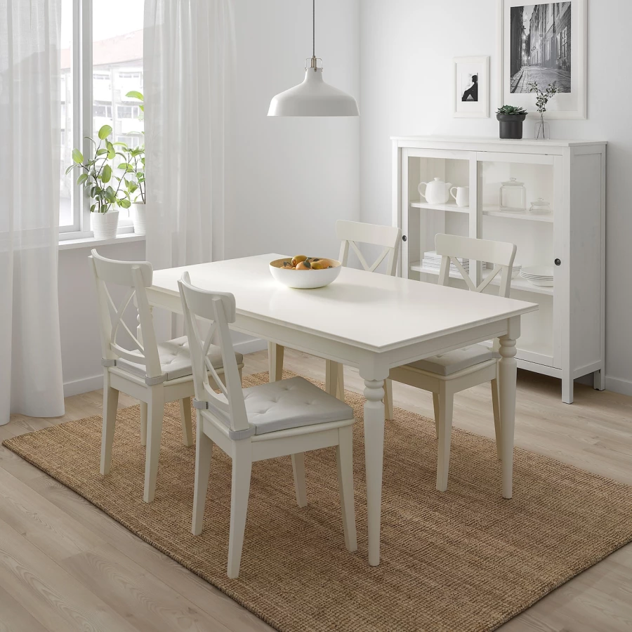 Обеденный набор - INGATORP/INGOLF IKEA/ИНГАТОРП/ИНГОЛЬФ ИКЕА, 155х87х74 см, белый (изображение №4)