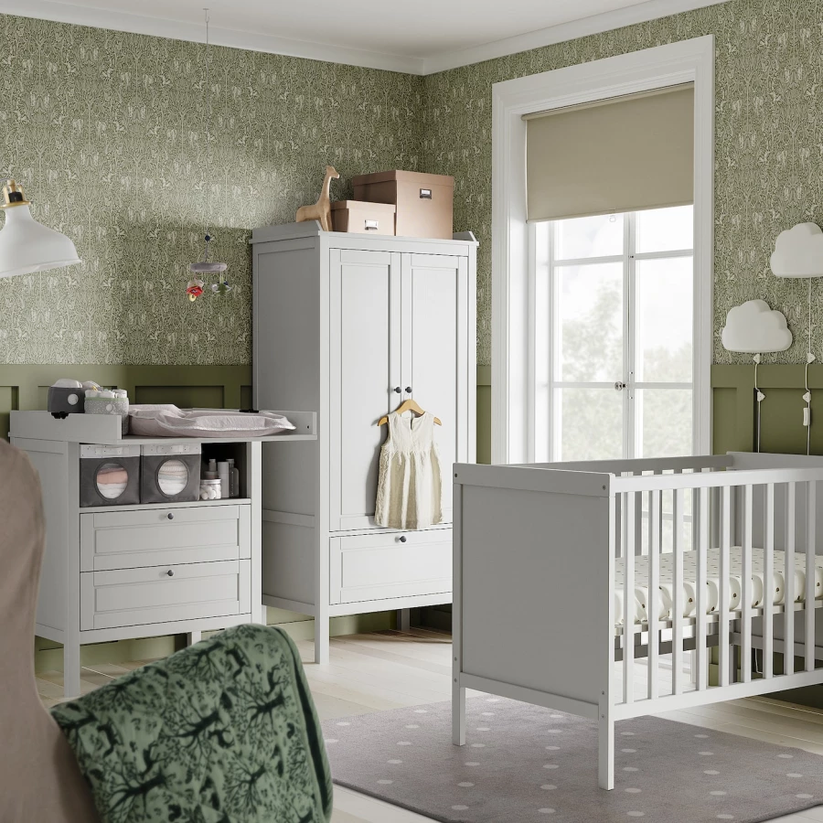 Кровать для новорожденных - IKEA SUNDVIK, 60x120 см, серый, СУНДВИК ИКЕА (изображение №7)