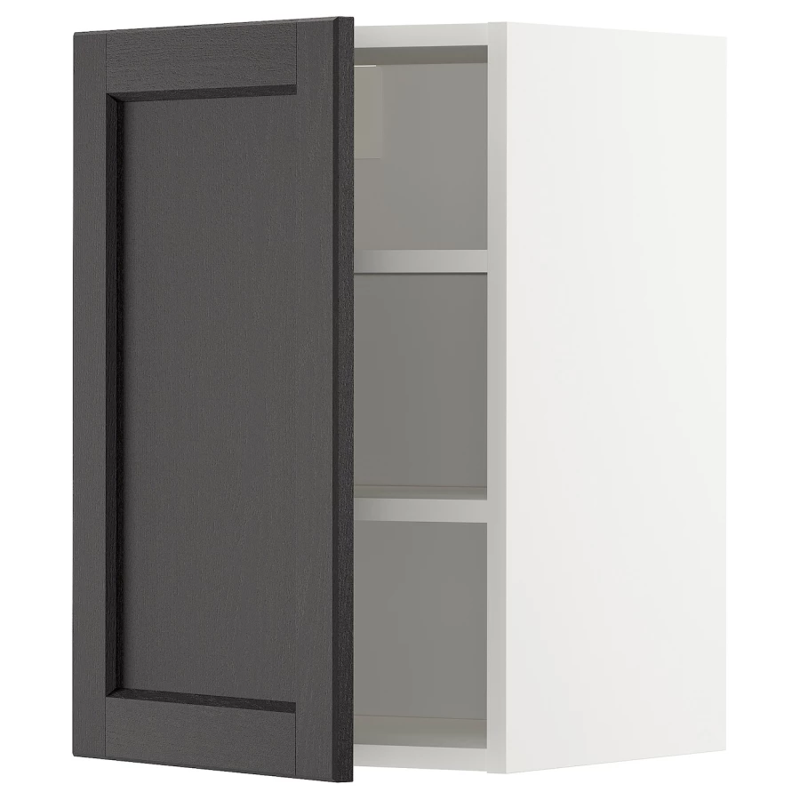 Навесной шкаф с полкой - METOD IKEA/ МЕТОД ИКЕА, 60х40 см, черный/белый (изображение №1)