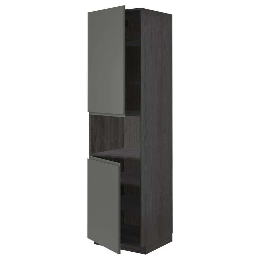 Высокий кухонный шкаф с полками - IKEA METOD/МЕТОД ИКЕА, 220х60х60 см, черный (изображение №1)