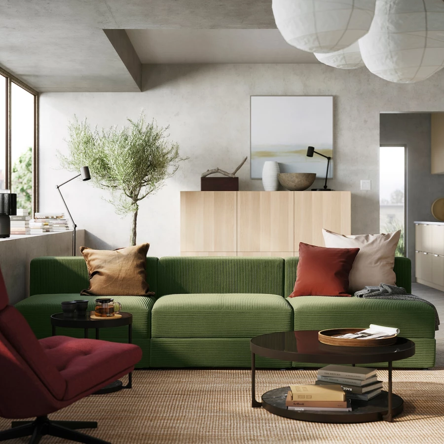 Трёхместный диван - IKEA JÄTTEBO 4/JATTEBO 4, 71x95x285см, темно-зеленый, ЙЕТТЕБО 4 ИКЕА (изображение №2)