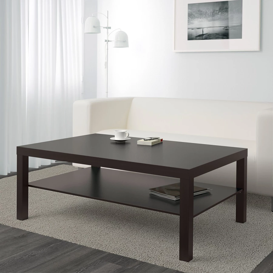 Журнальный стол - IKEA LACK /ИКЕА ЛАКК, 78х118х45 см, черно-коричневый (изображение №2)