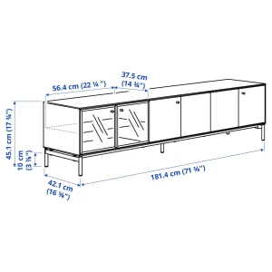 Второе фото. Тумба под ТВ - IKEA BOASTAD/БОАСТАД ИКЕА, 181х42х45 см, черный/бежевый