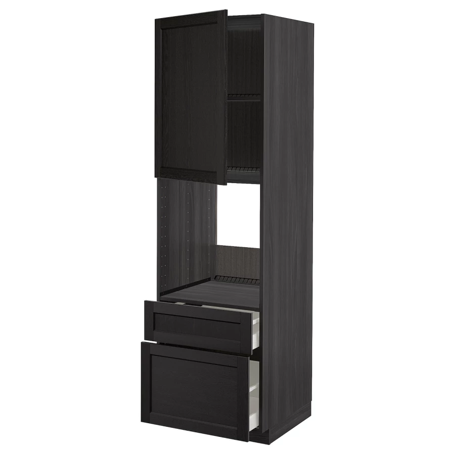Высокий шкаф - IKEA METOD/MAXIMERA/МЕТОД/МАКСИМЕРА ИКЕА, 200х60х60 см, черный (изображение №1)