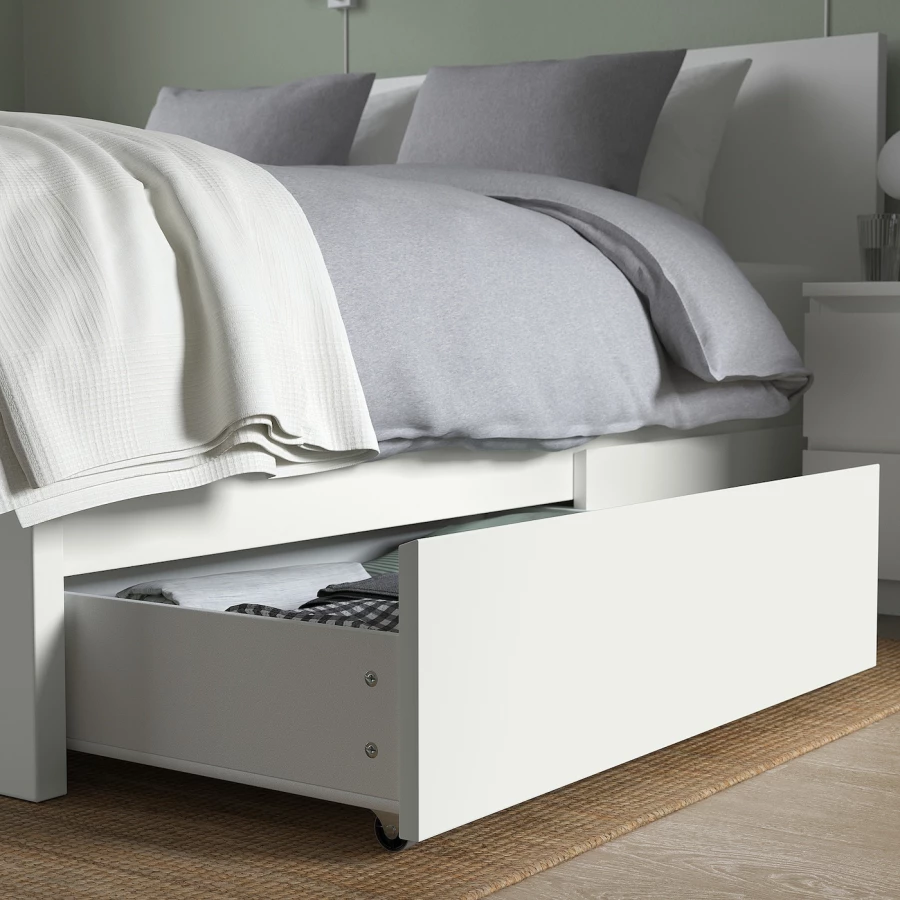 Каркас кровати с 4 ящиками для хранения - IKEA MALM/LINDBАDEN/LINDBÅDEN, 160х200 см, белый МАЛЬМ/ЛИНДБАДЕН ИКЕА (изображение №7)