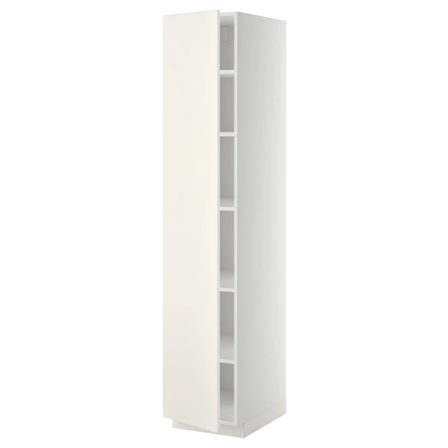 Высокий кухонный шкаф с полками - IKEA METOD/МЕТОД ИКЕА, 200х60х40 см, белый (изображение №1)