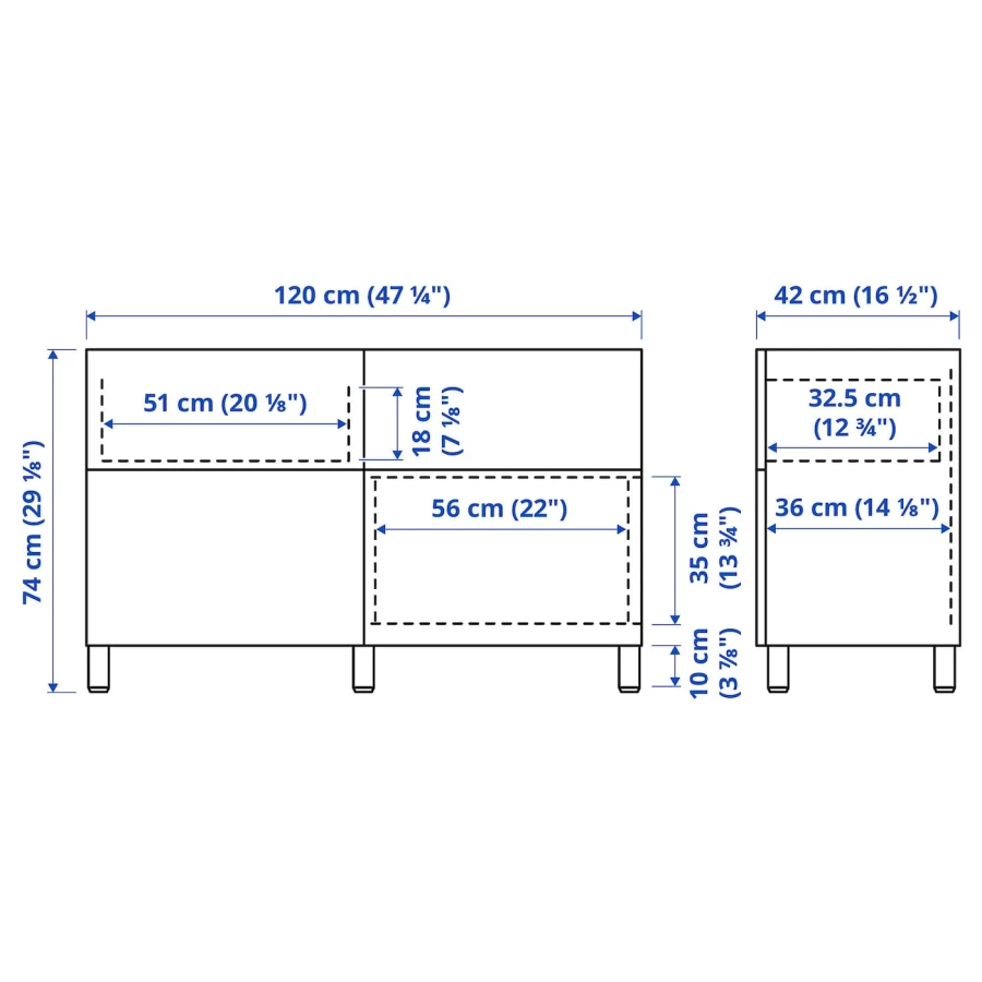 Комбинация для хранения - IKEA BESTÅ/BESTA, 120х42х74 см, белый/бежевый мрамор, БЕСТО ИКЕА (изображение №7)