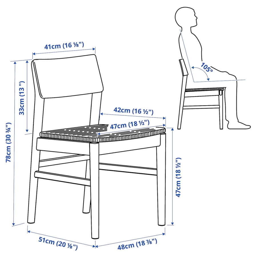 Стол и 4 стула - SKANSNÄS/SKANSNАS IKEA/ СКАНСНАС ИКЕА, 90х75 см,  под беленый дуб /черный (изображение №3)