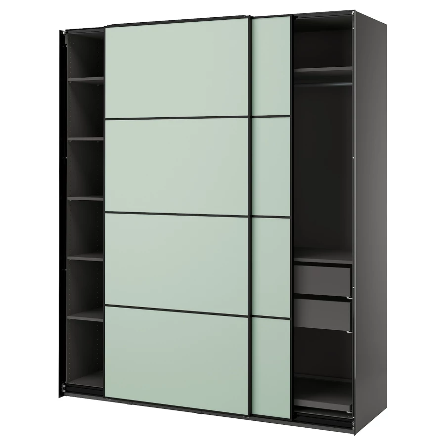 Шкаф - PAX / MEHAMN IKEA/ ПАКС / МЕХАМН  ИКЕА, 236х200  см, черный (изображение №1)