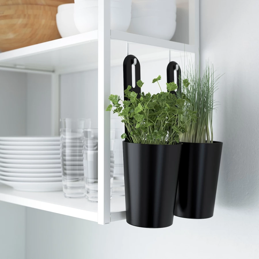 Угловая кухонная комбинация для хранения - ENHET  IKEA/ ЭНХЕТ ИКЕА, 121,5х185х75  см, белый/серый (изображение №14)