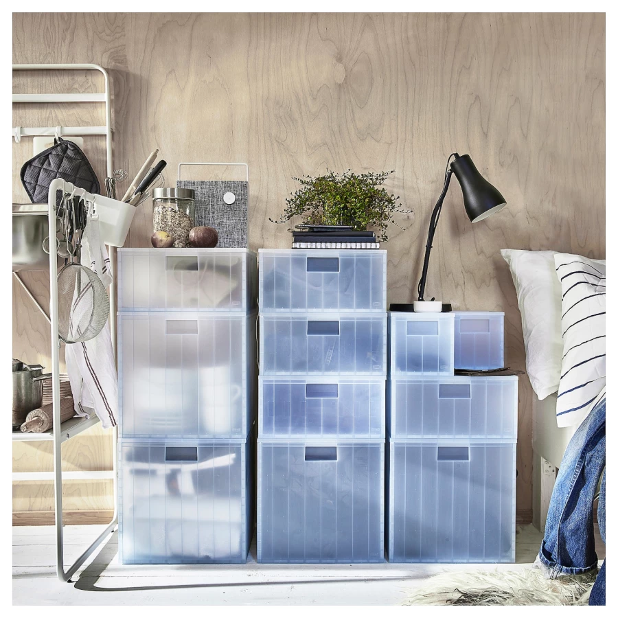 Коробка с крышкой - PANSARTAX IKEA/ПАНСАРТАКС  ИКЕА, 33x33x16,5 см, голубой (изображение №7)