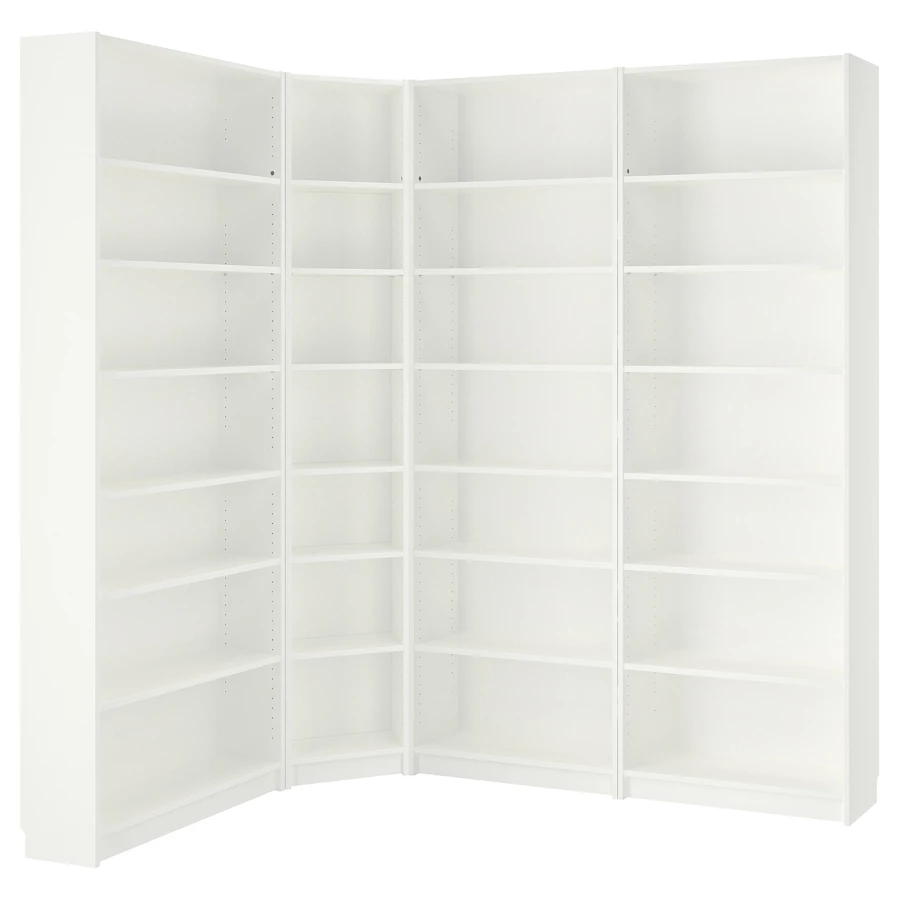 Угловой книжный шкаф - BILLY IKEA/БИЛЛИ ИКЕА, 28х135/215х237 см, белый (изображение №1)