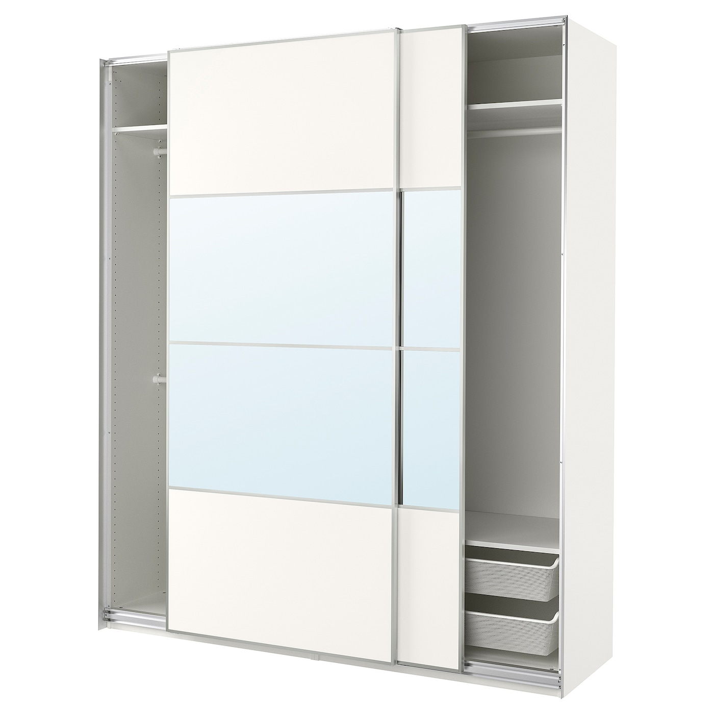 Шкаф-купе - IKEA PAX/AULI MEHAMN/ПАКС/АУЛИ/МЕХАМН ИКЕА, 200x66x236 см, белый