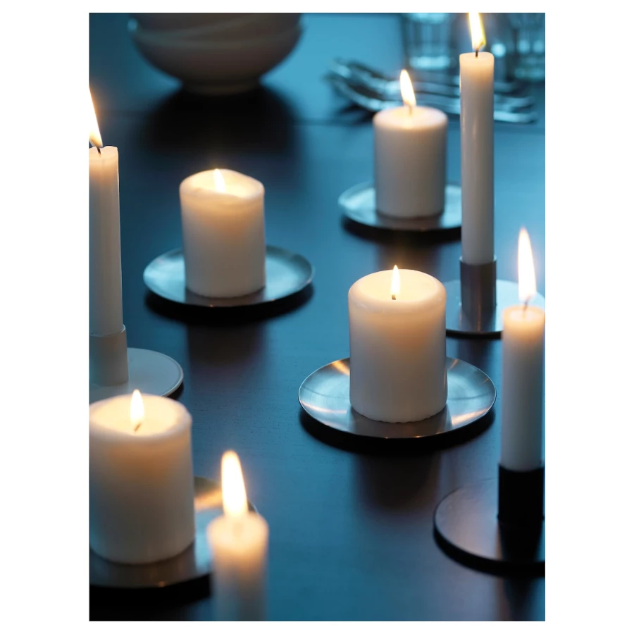 Блочная свеча - IKEA HEMSJÖ/HEMSJO/ХЕМШЁ ИКЕА, 8х5,7 см, белый, 4 шт (изображение №3)
