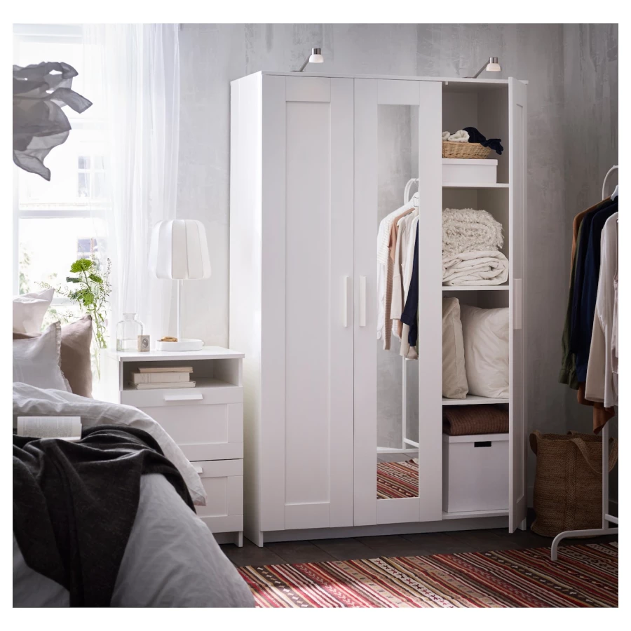 Шкаф платяной 3-дверный - IKEA BRIMNES/БРИМНЭС/БРИМНЕС ИКЕА, 117х190 см, белый, (изображение №2)