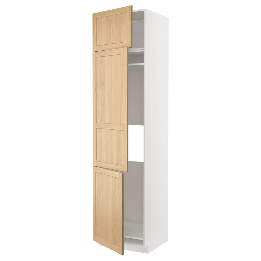 Высокий кухонный шкаф - IKEA METOD/MAXIMERA/МЕТОД/МАКСИМЕРА ИКЕА, 240х60х60 см, белый/светло-коричневый (изображение №1)