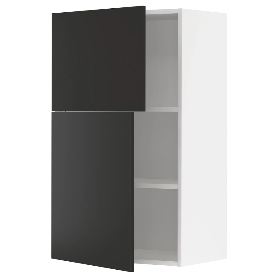 Навесной шкаф с полкой - METOD IKEA/ МЕТОД ИКЕА, 60х100 см, черный/белый (изображение №1)