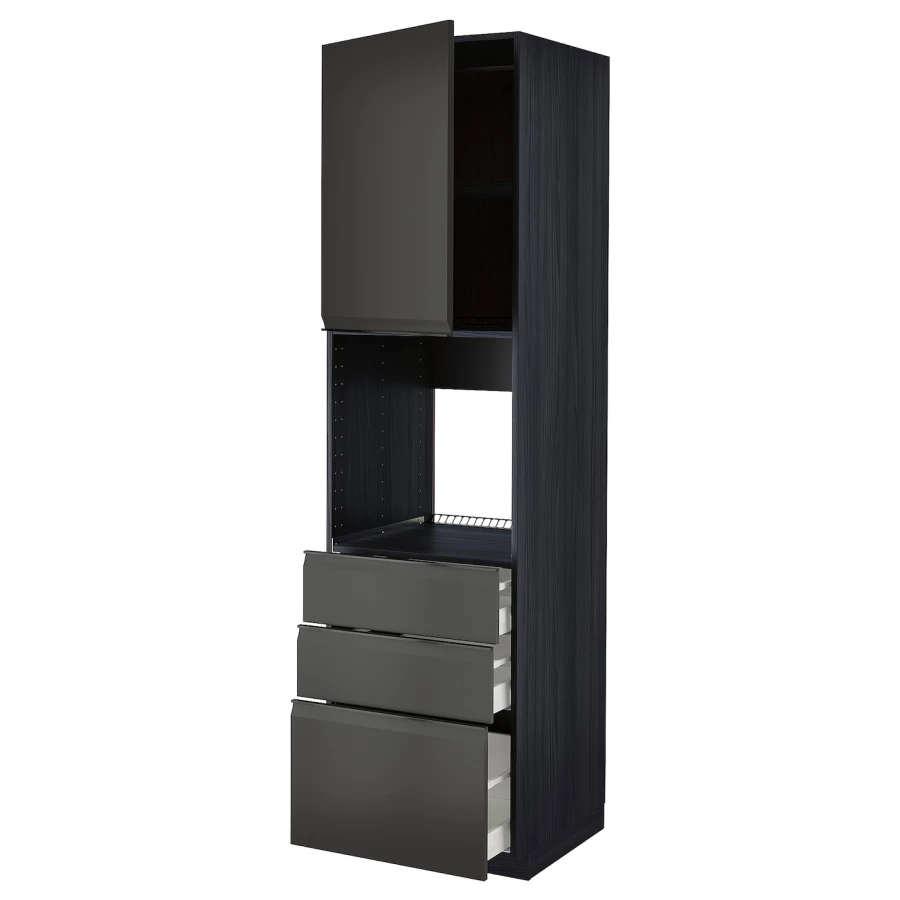 Высокий шкаф - IKEA METOD/MAXIMERA/МЕТОД/МАКСИМЕРА ИКЕА, 60х60х220 см, черный (изображение №1)