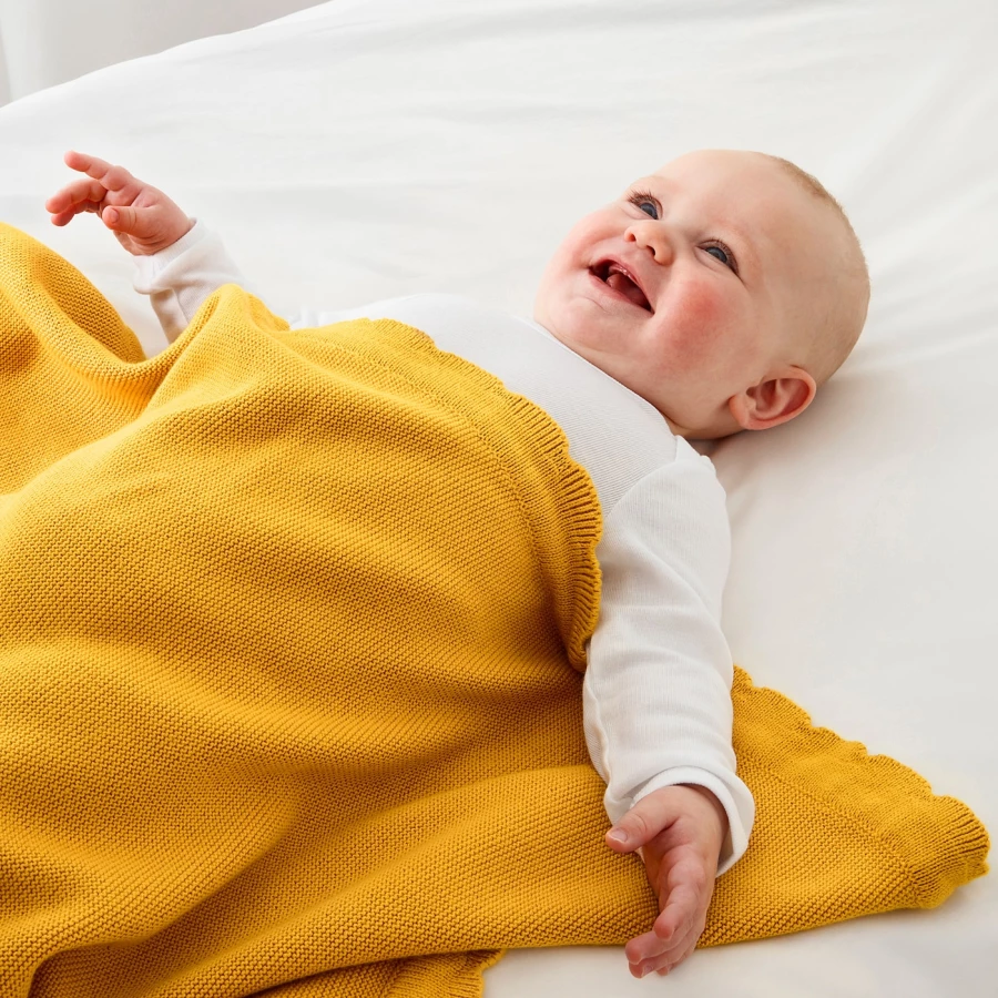 Детское одеяло - IKEA SOLGUL/СОЛГУЛЬ ИКЕА , 90х70 см, желтый, (изображение №4)