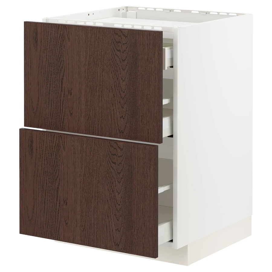 Напольный кухонный шкаф  - IKEA METOD MAXIMERA, 88x62x60см, белый/темно-коричневый, МЕТОД МАКСИМЕРА ИКЕА (изображение №1)