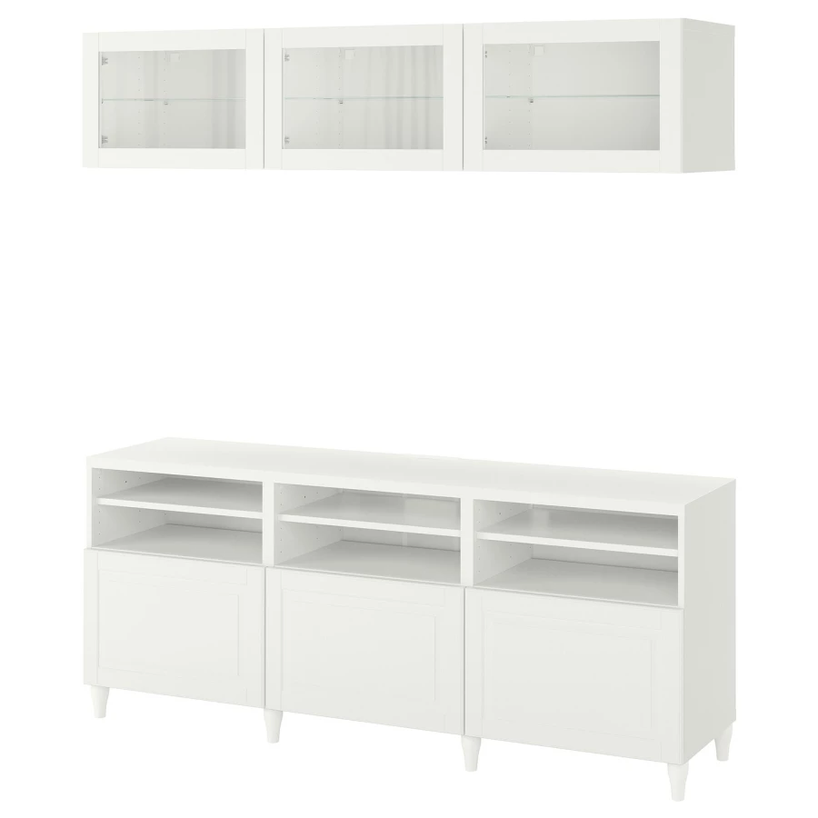 Комбинация для хранения ТВ - IKEA BESTÅ/BESTA, 192x42x180см, белый, БЕСТО ИКЕА (изображение №1)