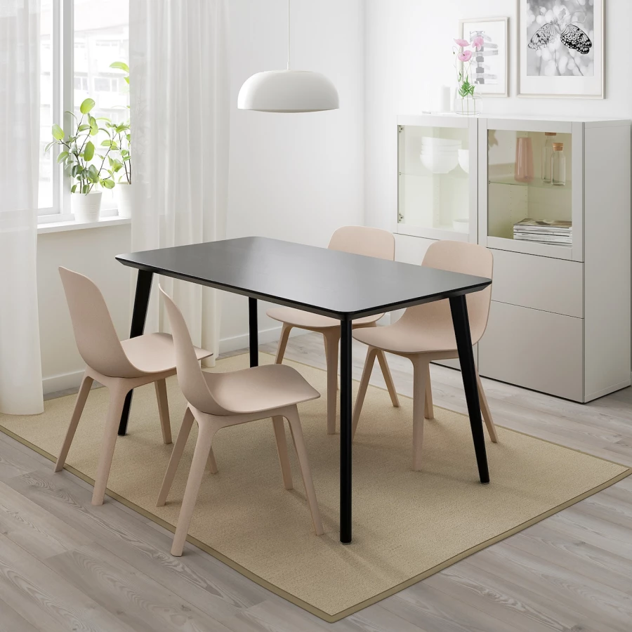 Кухонный стол - LISABO/IDOLF  IKEA/ ЛИСАБО/ИДОЛЬФ  ИКЕА, 140х78х74 см, черный (изображение №3)