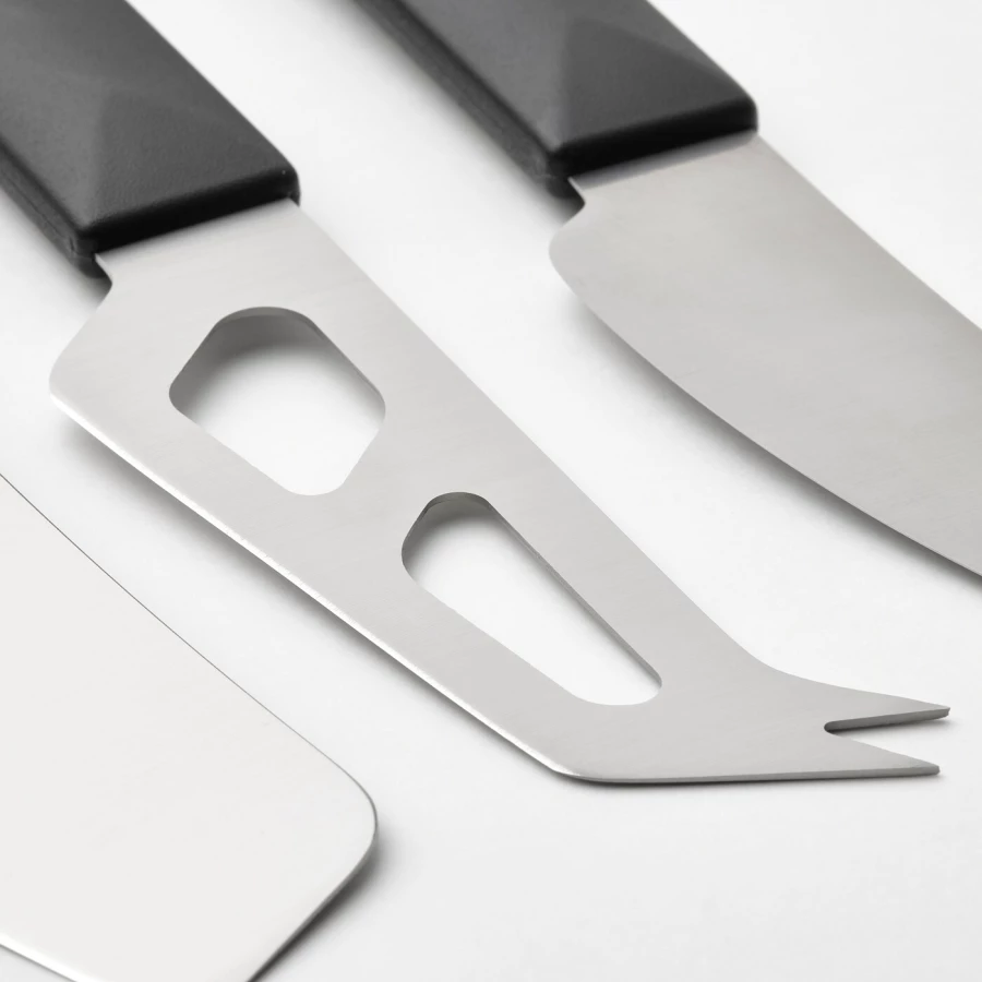 Набор ножей для сыра - IKEA SKARLANGA/SKÄRLÅNGA, 3 предмета, нержавеющая сталь/черный, СКЭРЛОНГА ИКЕА (изображение №2)
