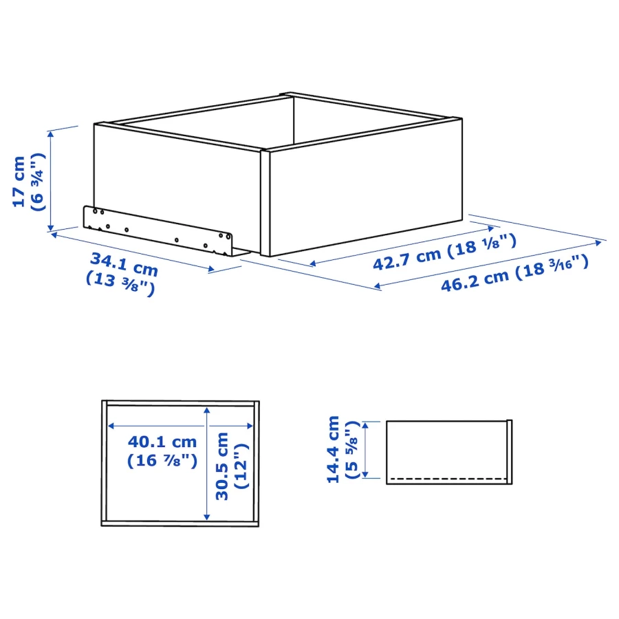 Ящик - IKEA KOMPLEMENT/КОМПЛИМЕНТ ИКЕА, 35х50 см, под беленый дуб (изображение №4)