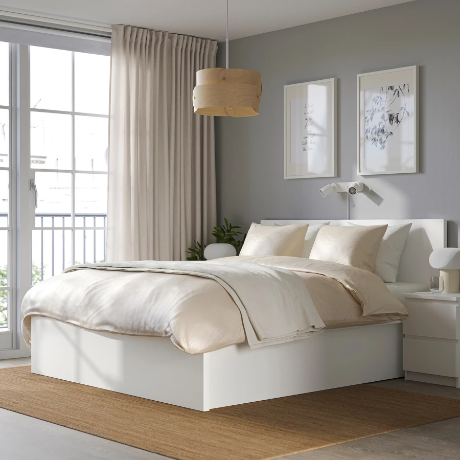 Кровать с подъемным механизмом - IKEA MALM, 140x200 см, белая МАЛЬМ ИКЕА (изображение №3)