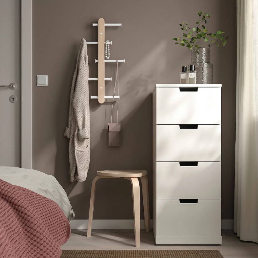 Вешалка настенная - IKEA PLOGA/ПЛОГА ИКЕА, 60х37 см, белый/коричневый (изображение №4)