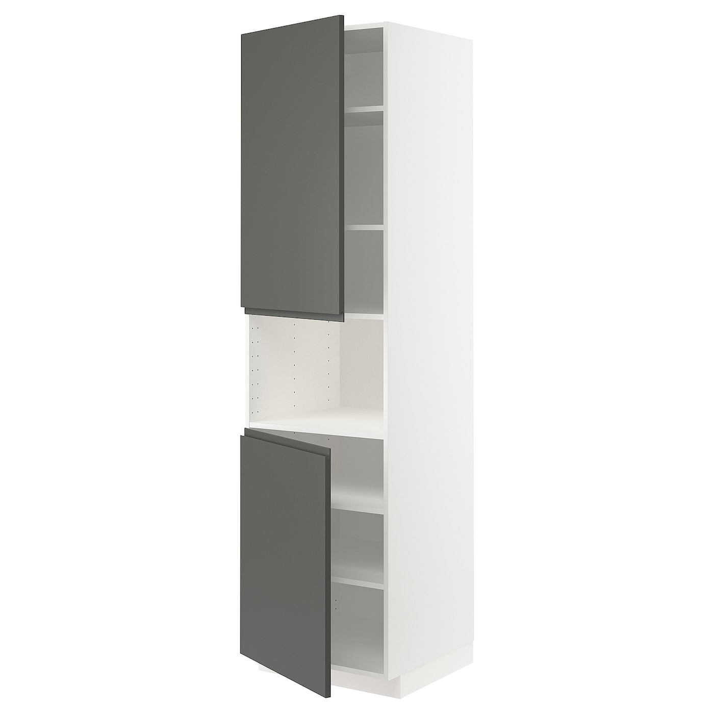 Кухонный шкаф-пенал - IKEA METOD/МЕТОД ИКЕА, 220х60х60 см, белый/темно-серый