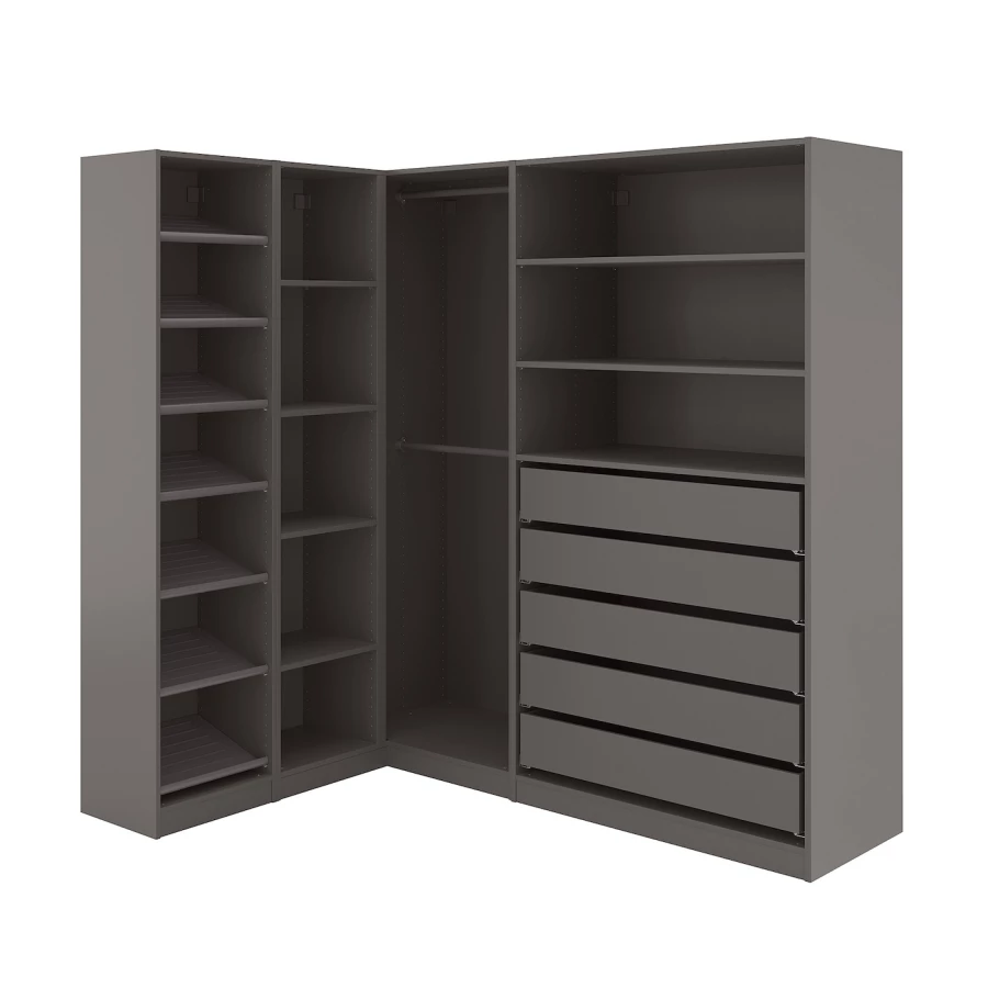 Гардероб угловой - IKEA PAX, черно-коричневый, 160-188x201 см, ПАКС ИКЕА (изображение №1)