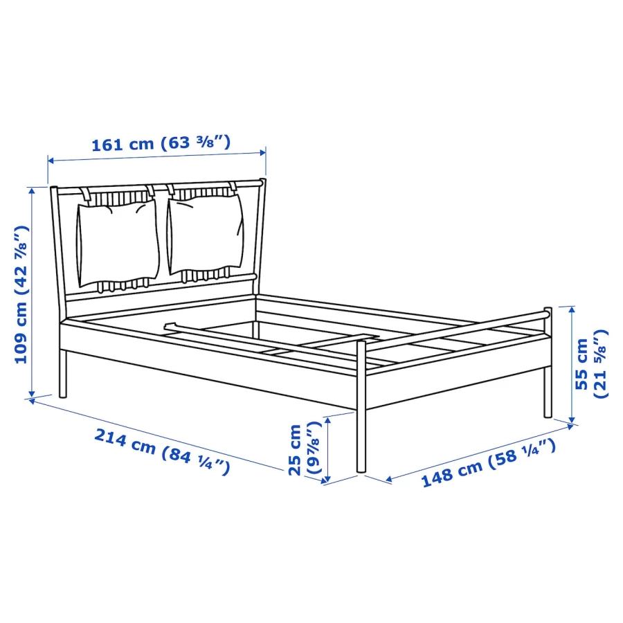 Каркас кровати - IKEA BJÖRKSNÄS, 200х160 см, береза/березовый шпон, БЬЙОРКСНЭС ИКЕА (изображение №8)